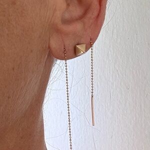 Gorgeous 14k Solid Gold Earrings Minimalist Simple Jewelry Celebrity Style